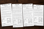 Two printed film review sheets from a Rainy Day Film Society letter, with star ratings, beside a red envelope and candles